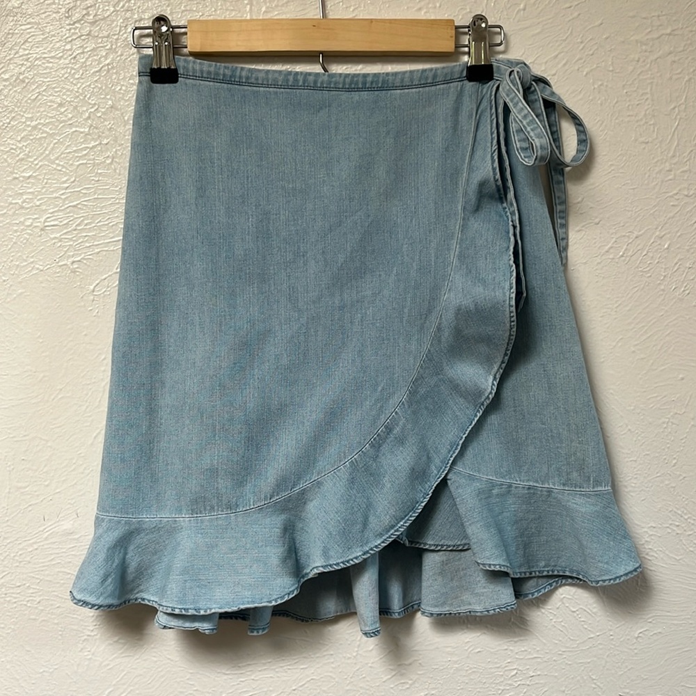 Denim wrap skirt